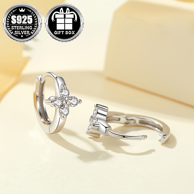 925 Sterling Silver Four Leaf Clover Earrings